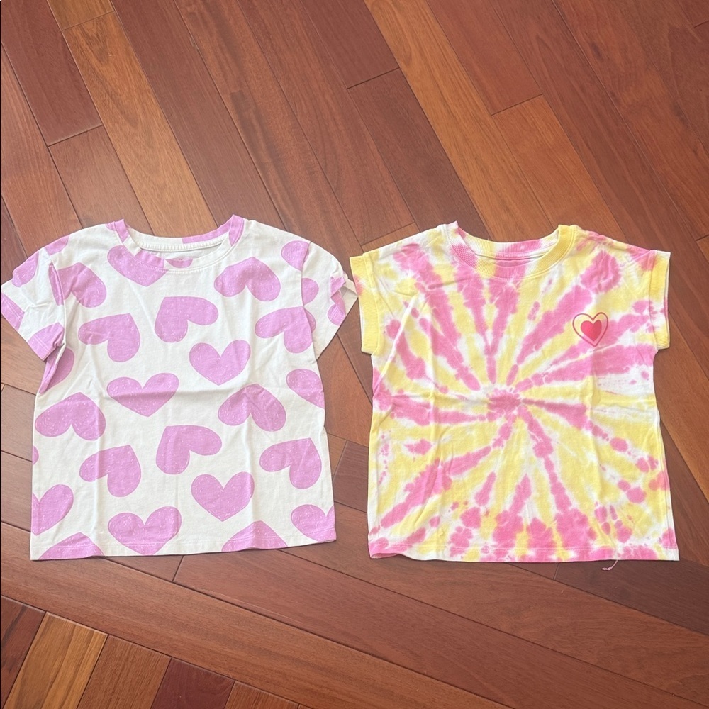 Girls Pink Heart and Tie-Dye T-Shirts